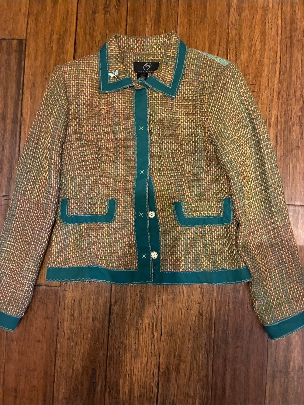 True Meaning Multicolor Woven Jacket with Teal Trim